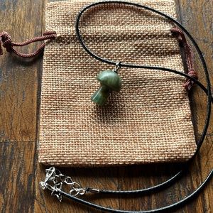 Jade Mushroom Necklace Crystal Mushroom Necklace Boho Jewelry Hippie Necklace